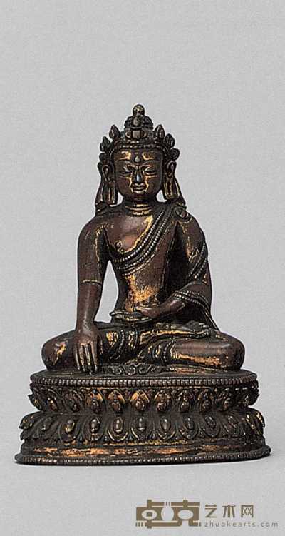 16世纪 鎏金铜佛坐像 高12.7cm
